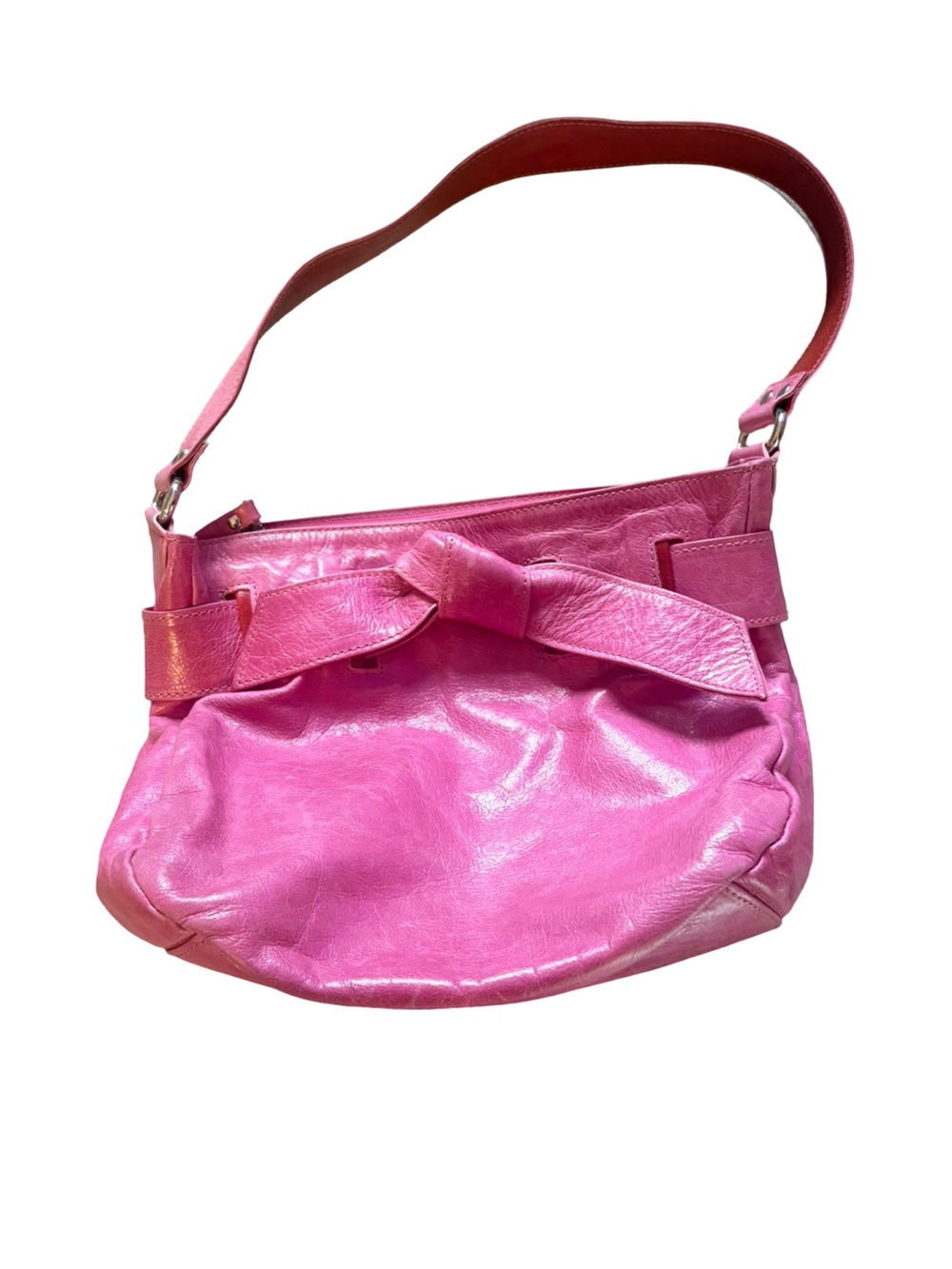 Roberta Gandolfi Vintage Hobo Bag Pink Italian Leather Bow Slouchy